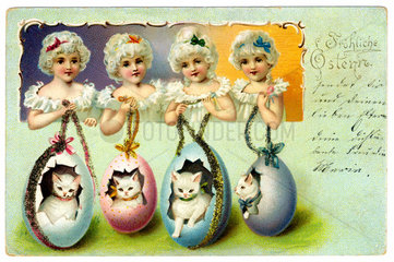 sehr kitschige Osterkarte  1901