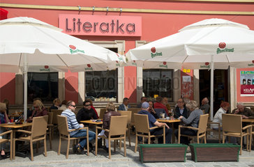 Breslau  Polen  das Cafe Literatka am Markt Rynek