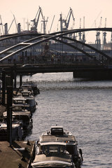 Hamburg  Deutschland  Zollkanal  Bruecken und Kraene im Hamburger Hafen