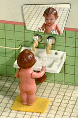 Badezimmer  Waschbecken  um 1956
