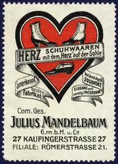 Reklamemarke Schuhgeschaeft Mandelbaum  1910