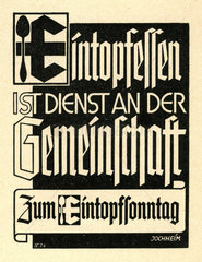 Aufruf zum Eintopfsonntag  Drittes Reich  1938