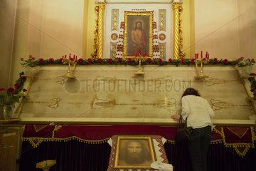 Lemberg  Ukraine  eine Kopie des Turiner Grabtuches in der St.-Georgs-Kathedrale