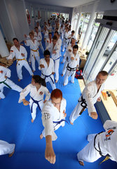 Berlin  Deutschland  Menschen bei einem Taekwondo-Kurs