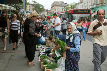 Lemberg  Ukraine  Markt an einer Hauptstrasse im Stadtzentrum