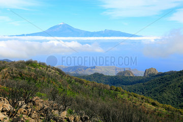 La Palmita  Spanien  Blick ueber die Insel La Gomera vom Gipfel des Alto de Garajonay