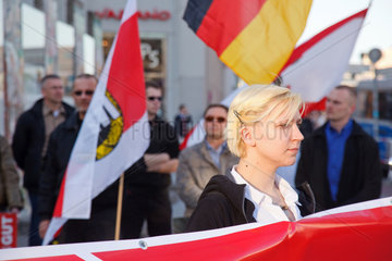 Berlin  Deutschland  NPD Mitglieder demonstrieren gegen ein Verbot der Partei