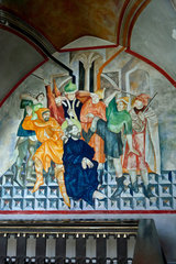 Krakau  Polen  Wandmalerei zeigt einen christlichen Maertyrer