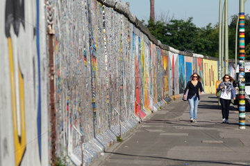 Berlin  Deutschland  zwei Frauen an der Berliner Mauer an der East-Side-Gallery