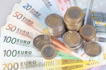 Berlin  Deutschland  Euroscheine und Euromuenzen
