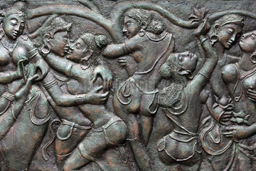 Wadduwa  Sri Lanka  Freizuegige traditionelle Kunst in Form eines Reliefs