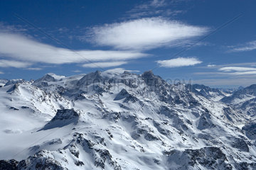 Verbier  Schweiz  Bergpanorama vom Gipfel des Mont Fort