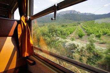 Frankreich  Blick aus dem Fenster eines fahrenden Zuges