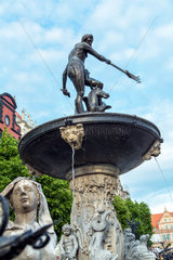 Danzig  Polen  der Neptunbrunnen am Langen Markt