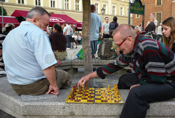 Breslau  Polen  Schachspieler auf dem Marktplatz (Rynek)