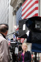New York City  USA  Berichterstattung vor dem NYSE