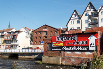 Kolberg  Polen  grosses Media Markt Werbeplakat an einer Hausfassade