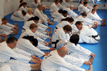 Berlin  Deutschland  Menschen bei einem Taekwondo-Kurs