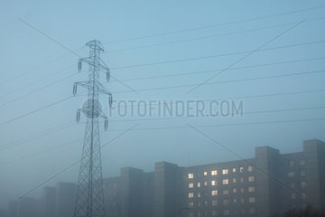 Posen  Polen  dicke Nebelbank in der Stadt