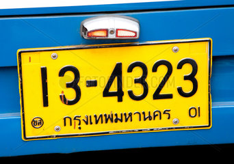 Bangkok  Thailand  Nummernschild eines Busses