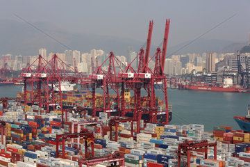 Hong Kong  China  Verladekraene im Hongkong International Terminal  Container Hafen