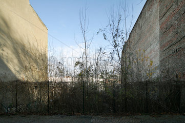 Berlin  Deutschland  leeres  unbebautes Grundstueck zwischen Brandmauerern