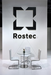 Schoenefeld  Deutschland  das Logo von Rostec an einem Messestand auf der ILA 2014