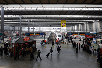 Muenchen  Deutschland  Gleise und Hallendach im Muenchner Hauptbahnhof