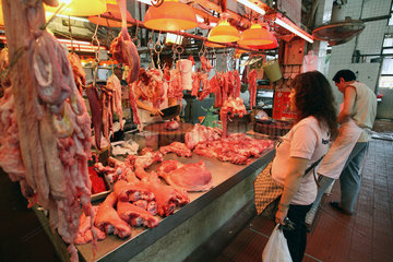Macau  China  Fleischstand auf einem Markt