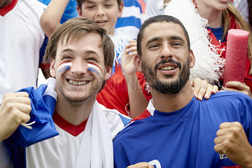 French football supporters at match  portrait