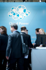 Hannover  Deutschland  Cloud Computing Logo von Microsoft auf dem CeBIT-Messestand