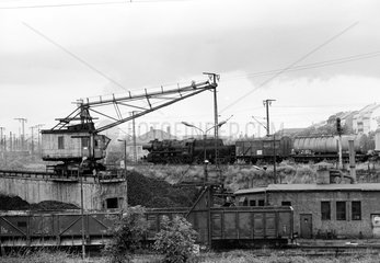 Dresden  DDR  Kohleverladekran und Dampflok