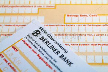 Berlin  Deutschland  SEPA-Ueberweisungsscheine