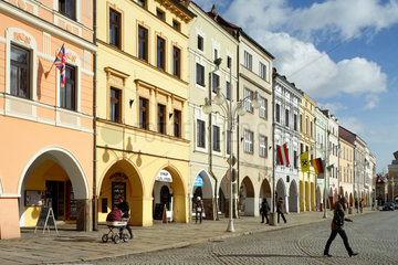 Budweis  Tschechische Republik  Haeuser am Marktplatz in der Altstadt