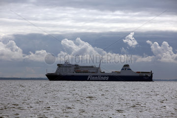 Wismar  Deutschland  Faehrschiff der Reederei Finnlines auf der Ostsee
