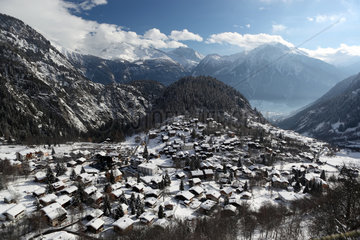 Belalp  Schweiz  Blick auf Blatten bei Naters und das Rhonetal