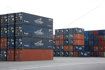 Duisburg  Deutschland  Containerstapel im Containerhafen  Duisburg Trimodal Terminal  D3T