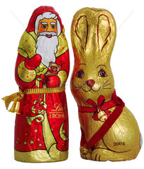 Schokolade von Lindt  Weihnachtsmann  Osterhase