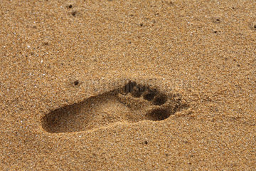 Wadduwa  Sri Lanka  Fussabdruck im Sand