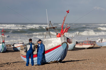 Vorupor  Daenemark  Fischerboote am Strand