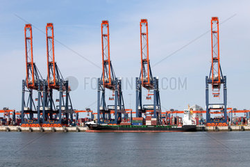 Rotterdam  Niederlande  Verladekraene im Rotterdamer Hafen
