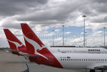 Melbourne  Australien  Flugzeuge der Fluggesellschaft Qantas Airways