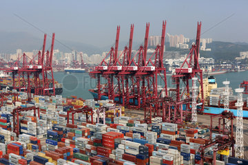 Hong Kong  China  Verladekraene im Hongkong International Terminal  Container Hafen