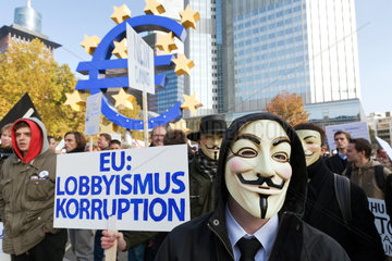 Frankfurt am Main  Deutschland  Anonymous-Aktivisten demonstrieren vor der EZB