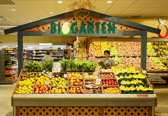 Biostand im Supermarkt