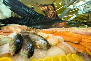 Fischstand im Supermarkt