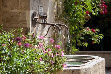 Barroux  Frankreich  ein Brunnen am Schloss Château Le Barroux