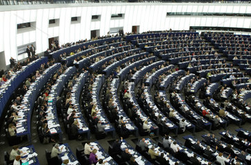 Strassburg  Frankreich  Plenarsaal mit den Abgeordneten im Europaparlament