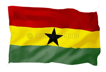 Fahne von Ghana (Motiv B; mit natuerlichem Faltenwurf und realistischer Stoffstruktur)