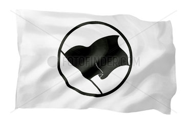 Anarchistische schwarze Flagge (Motiv A; mit natuerlichem Faltenwurf und realistischer Stoffstruktur)